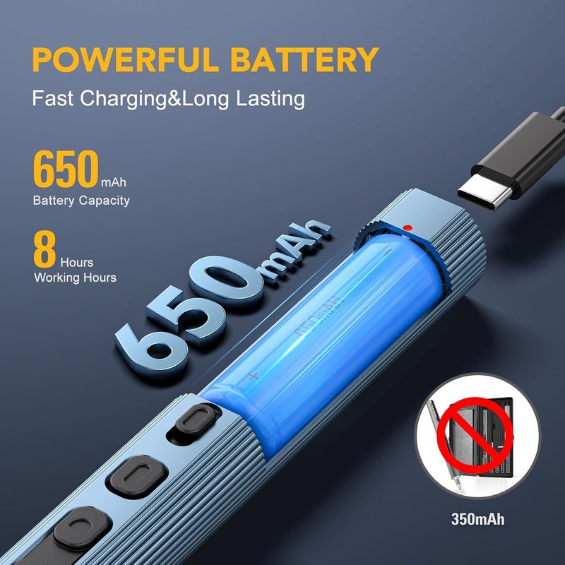 VIGRUE Electric Screwdriver, 155 IN 1 Mini Precision Screwdriver Set, 3 Torque Settings with 140 Magnetic Precision Bits, Power 650mAh Cordless Screwdriver Kit for Laptop Camera Watch Drones Repair - Image 2